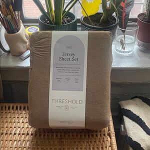 Threshold Jersey Sheet Set - Earthy Tan